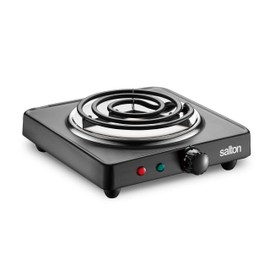 Salton Single Coil Portable Electric Cooktop with Large Burners, Variable Tempertature Control and Dual Indicator Lights, Perfect for Camping, 1000 Watts, Black (HP1940)