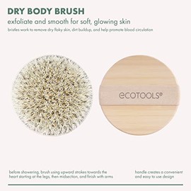 EcoTools, Dry Body Brush, Cepillo Ecológico para Exfoliar, Cepillos Corporales Exfoliantes, Piel Suave, Modelo 7425