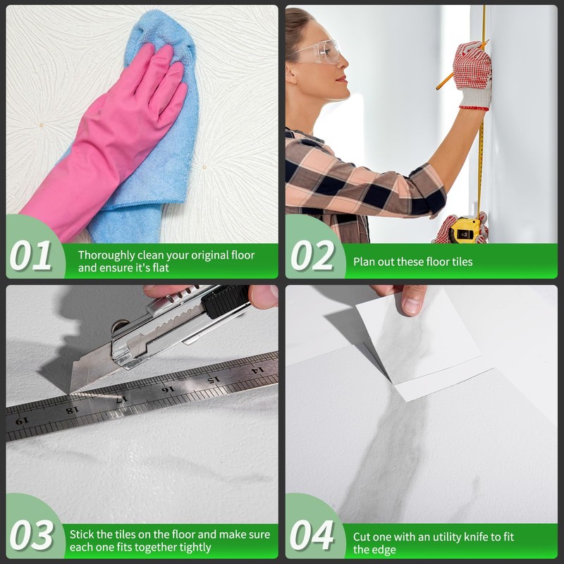 LONGKING 30-Pack 12×12in Vinyl Flooring Tiles - Effortless Peel and