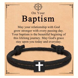 Jixugaud Baptism Gifts for Boys, Baptism Gifts for Boys Men Best Baptism Favors Decorations Christian Religious Easter Gifts for Teenage Boys Mens Cross Bracelet