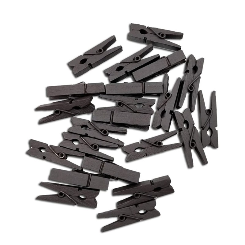 jojofuny 100 Pack 35mm Dark Brown Wooden Clips Food Sealing