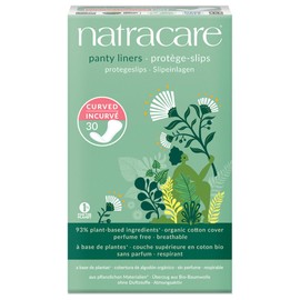 Natracare Natural Curved Panty Liners - 30 Pack - Organic Cotton Cover - Chlorine Free