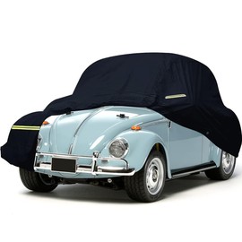 1960-1980 Volkswagen Beetle Sedan 2-Door Saloon Car Cover Waterproof All Weather, with Door Zipper, Windproof Strap, Anti-Theft Lock