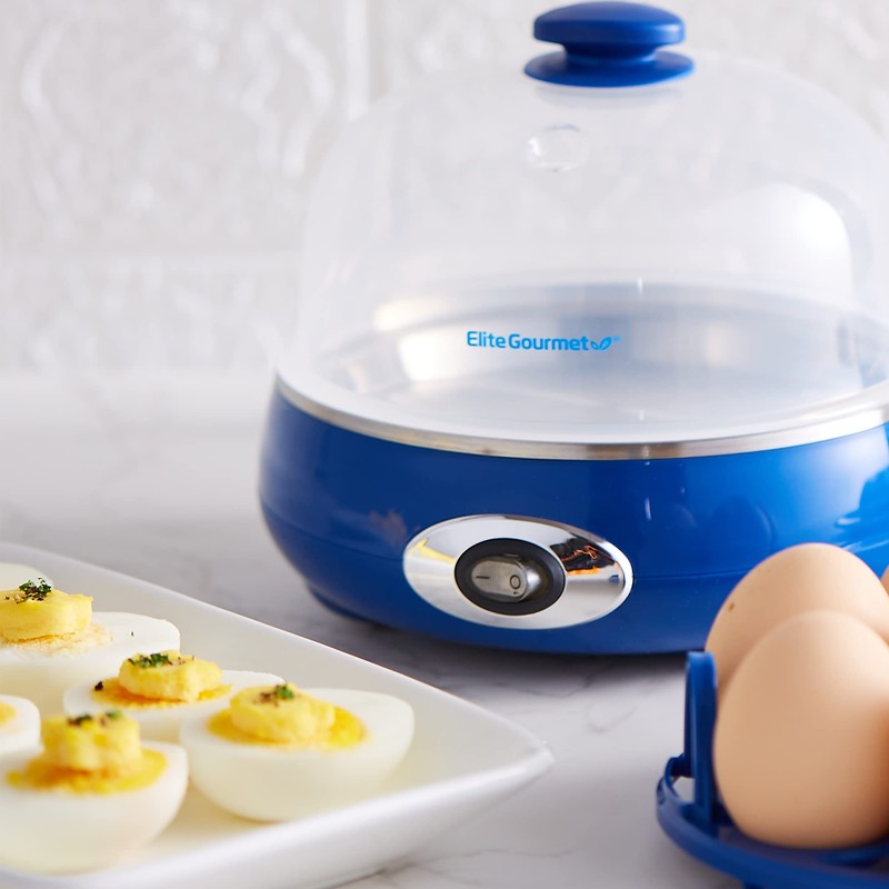 Elite Gourmet EGC322CBL Easy Egg Cooker Electric 7-Egg Capacity, Soft,