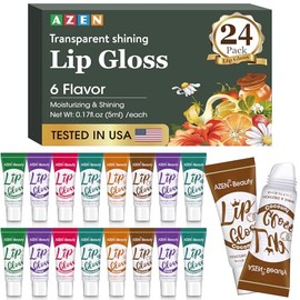 AZEN Juego de 24 unidades de brillo de labios, brillo de labios transparente a granel, aceite labial para labios secos agrietados hidratante nutritivo