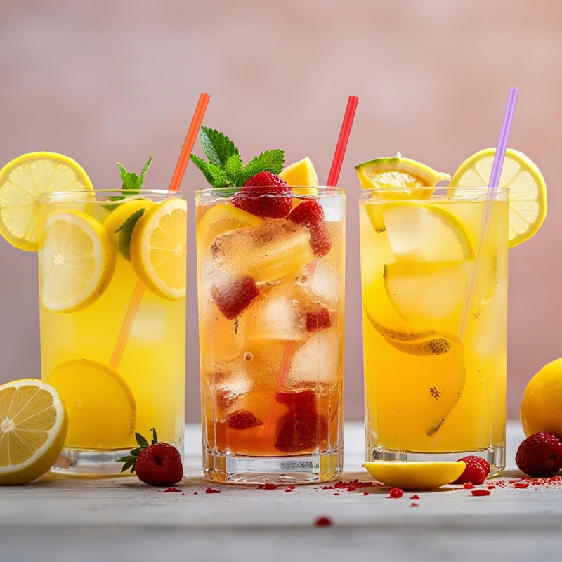 [100 Pcs] Colorful Disposable Drinking Plastic Straws - Long Cocktail