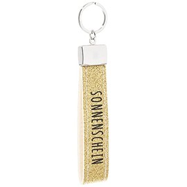 Depesche 4298-028 Loops Felt Keyring with Engraved Metal End and Iconic Print Sunshine Gold Approx. 16.8 x 3 x 0.5 cm