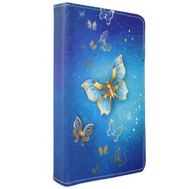 10 inch Tablet Case Cover - Universal Leather Stand Case Folio Case Cover Leather 360° Rotating Fits to ALL 10" Inch & 10.1" Inch Android Tablets tab + Stylus Pen (BUTTERFLY GOLD BOOK)