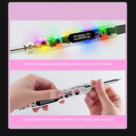 Digital Soldering Iron, Electric Soldering Iron Set, LED Soldering Iron USB C, 100 W DC 12 V-25 V Soldering Set, Soldering Iron DC/PD/QC OLED Soldering Iron Luminous Soldering Station with Ts B2 Head,
