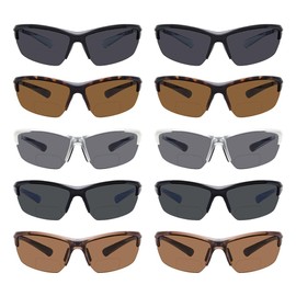 Eyekepper 10 Pack TR90 Frame Bifocal Sports Sunglasses Baseball Running Fishing Driving Golf Softball Hiking Sunshine Readers +1.00