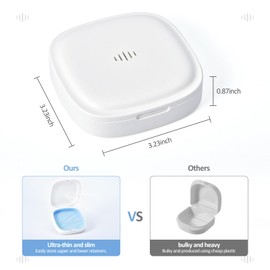 Gaboolo Retainer Case Slim Aligner Case with Vent Holes Removable Inner Tray Silicone for Easy Cleaning(White Blue)