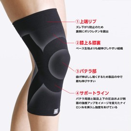Medied Supporter, Neat Fit, Knees, L, Black, 1 Piece, Made in Japan, Medical Manufacturer, Unisex, Japan Sigmax