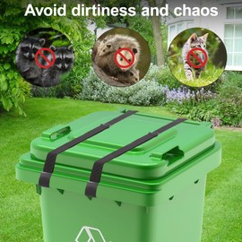 Metal Dual Jaw Trash Can Locks Strap Adjustable Garbage Can Lid Strap For Protection From Squirrels, Dogs, Raccoons, Birds, And Locking The Trash Can Lid Strap In Strong Winds - 2 Packs