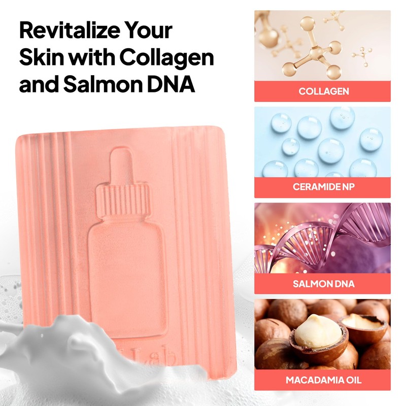 PhLab Collagen Night Soap Bar, Skin Calming Cleasing Bar, Improves