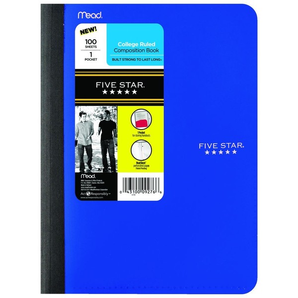 Five Star WIRELESS NOTEBOOK W/POCKET, 9.75X7.5IN - No Holes / 100PG