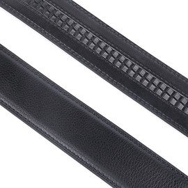 Glamicci Mens Ratchet Leather Belt without Buckle-35mm 1 3/8”| Adjustable Sliding Type Strap Only No Buckle|Autolocking Belt Strap (Black Strap125)