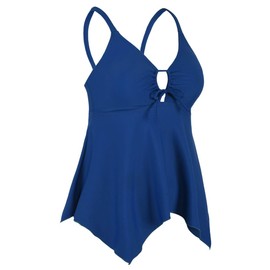 Firpearl Traje de baño Tankini para mujer, modesto, fluido, cruzado, talla grande, traje de baño, Azul (Peacock Blue), 22
