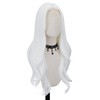 FREE BEAUTY Long White Wavy Wig for Women Middle Part