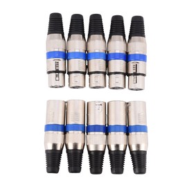VBESTLIFE 5pcs 3 Pin XLR Microphone Audio Connector Plug + Female Socket Zinc Alloy High Conductivity Ultra Durable Low Noise XLR 3 Pin Connector