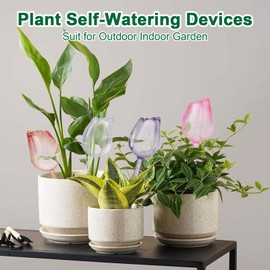 Adoric Plant Watering Globes Self Watering Planter,Automatic Plant Watering Devices, Insert Spikes Drip Devices, Plastic Watering Bulbs for Indoor & Outdoor Plants, 4 Tulips