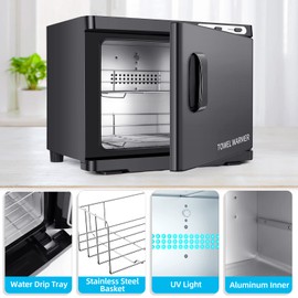 DEPFALL Hot Towel Warmer, Professional 23L Large Capacity Hot Towel Cabinet, 2-in-1 Spa Towel Warmers for Facials, Barber, Salon, Esthetician, Upgrade Fast Heating Aluminum Interior, Black