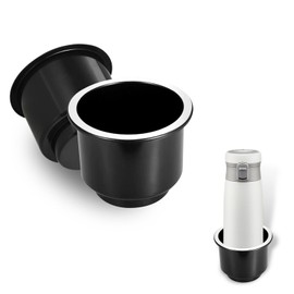 Slykew 2 PCS KR-S006 Car Recessed Cup Holder, 3.34In Height 3.62In Top Diameter, Waterproof Plastic Vehicle Drink Can Replacement, Universal Automotive Center Console Cup Mount for Truck SUV (Black)