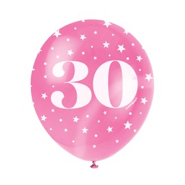 Assorted Color Number 30 Latex Balloons (30cm) Pack of 5 - Perfect for Birthdays & Special Occasions