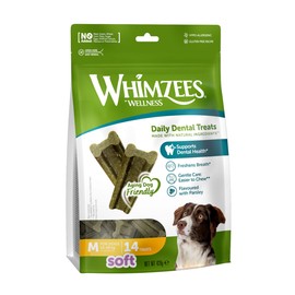 WHIMZEES By Wellness Softer Dog Dental Sticks, 14 Pieces, Size M, Dog Chews for Medium Breeds, Gentle Care, Suitable for Senior Dogs, Grain-Free, Rawhide-Free