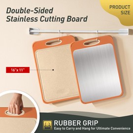 2 in 1 Stainless Steel Cutting Board with Handle Chopping Eating Grilling Biard Cutboard Biard Chtting Cuttingboards Voard Oard Bord Dishwasher Safe 16 x 11 Baords Baord Veg Utting Ultimate