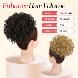 Sidaila Messy Bun Hair Piece Curly Bun Hair Pieces for Women 9 inch Drawstring Ponytail Loose Wavy Hair Buns Hair Piece Short Ponytail Extension Fake Hair Bun for Black Women - Light Golden Blonde