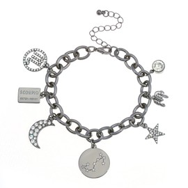 Personalization Collection Hematite Scorpio Bracelet Zodiac Bracelet | Constellation Symbol | Name Plate | Moon | Constellation | Star | Stone | Charms | Chain Bracelet for Women Gifts