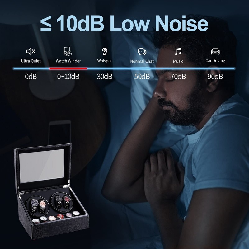 LALAHOO Watch Winder for Automatic Watches,Ultra Quiet Motor,4 Automatic Watches