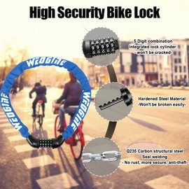 Bike Lock with Numbers and high Security Level, Bike Chain Lock, Bicycle Locks, 5 Digit Combination Lock for Bike, Bicycle, Scooter, Motorcycle, Door, Gate, Fence