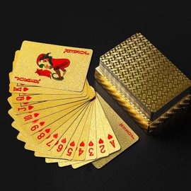 AUGLOPEQAC Gold Poker Cards, Cartas De Poker, Water Proof Playing Cards, Poker Sets, Standard Poker Size, Playing Item for Activities Party Supplies Games Novelty Gift
