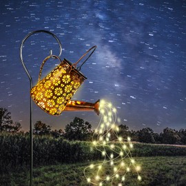 Solar Garden Watering Can Lights with Cascading Lights, Outdoor Hanging Lanterns for Garden Decor,Fairy Gardening Gifts for Mom Birthday, Perfect for Patio Yard Pathway