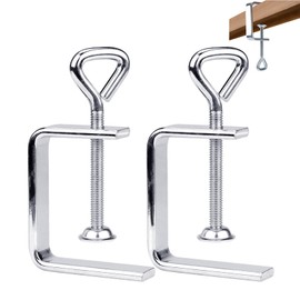 C Clamp Screw Clamp, 2 Pieces C Clamp Stainless Steel, 2 Pieces Lifting Rings C Clamp, C Clamp for Woodworking, Adjustable Width Workbench Clamp, Silver Screw Clamps Small, for Woodworking Clamps