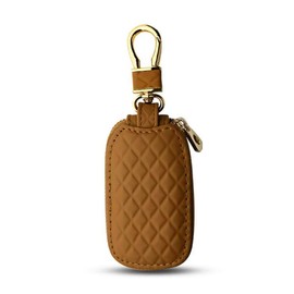 JNNJ High Quality Leather Car Key Case, Zipper Car Key Protector for Men, Universal Protection for Car Keys with Metal Buckle (Brown)
