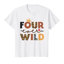 4 Ever Wild Birthday Girl Four Ever Wild Girl Outfit Leopard T-Shirt