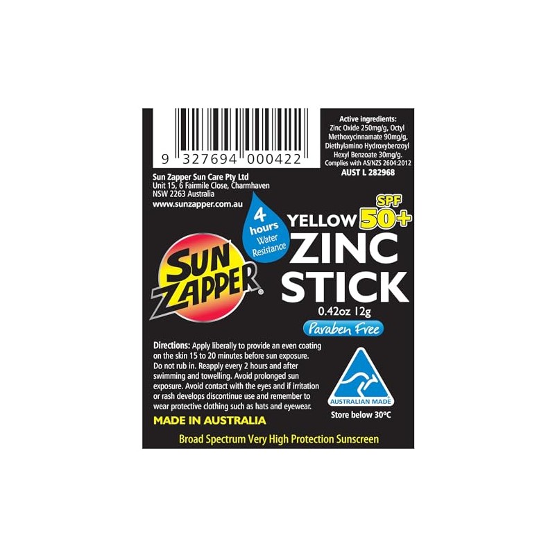 Sun Zapper Zinc Stick "Yellow" SPF 50+ | Protector Solar