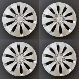 New Wheel Covers Hubcaps Replacements Fits 2008-2012 Honda Accord, 16 Inch; 10 Spoke; Silver Color; Plastic; Set of 4; Spring Steel Clip
