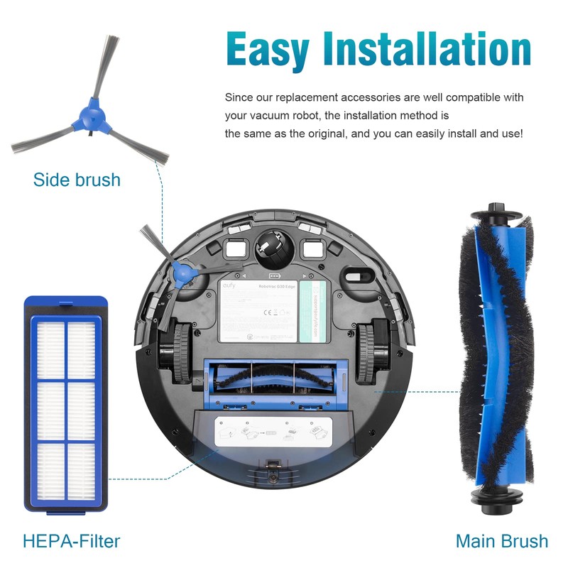 ARyee 12PCS Replacement Accessories for Eufy RoboVac 11S Max，RoboVac 15C