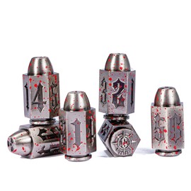CRITALLIC Bullet Dice Set of 6 Pieces D6 Dices,Metal DND Dice RPG 6 Sized Dice for Warhammer 40k, Polyhedral D&D Dice for Dungeons and Dragons Role Playing Games/DND Accessories Gifts(Bloodstained)