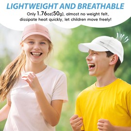 Sukeen Lightweight Kids Baseball Caps for Boy Girls, UPF50+ Kids Sun Hat Quick-Dry Youth Performance Hat for Outdoor Activity White