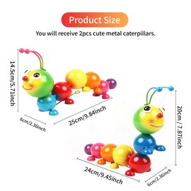 Metal Caterpillar Statue Yard Art Garden Decor for Outside Patio Lawn Ornaments Fence Decorations Family,Friends,Garden Lovers - Set of 2(Colorful NEW)
