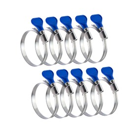 POWERTEC 70262V 2-1/2 Inch Key Hose Clamp, Thumb Screw Key Adjustable Stainless Steel Hose Clamps for Dust Collection, Dust Collector and Dryer Vent Hose, Pipe Clamp, RV Clamp, Worm Gear Clamp, 10pk