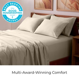 Mellanni Queen Sheet Set - 6-Piece Iconic Collection Bedding, (Including 4 Pillowcases), 21-Inch Extra Deep Pocket, Easy Care, Ultra Soft, Cooling Sheets, Brushed Microfiber - Sand