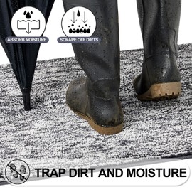 REFETONE REFETONE Doormat, 32'x40', Indoor Absorbent Non Slip Dark Grey Doormat, Resist Dirt, Machine Washable, Low-Profile Entry Rug for High-Traffic Areas, Housewarming Gift