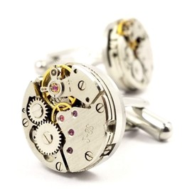 LBFEEL Cool Steampunk Cufflinks Watch Movement Cufflinks for Mens Shirt with a Gift Box