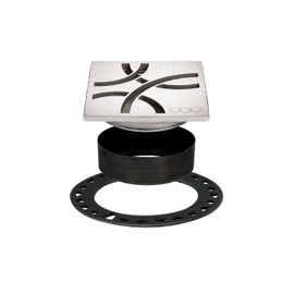 Schluter Kerdi-Drain Grate Kit with Integrated Slope Bonding Flange - Ideal for Bathroom or Wet Rooms - 4" Brushed Stainless Steel Curve, Adjustable - KDIF4GRKEBD6