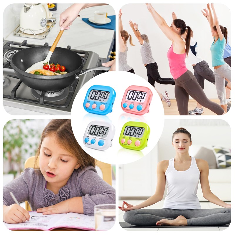 4 Kitchen Timers, Magnetic Timer, Digital Timer, Digital Kitchen Timer